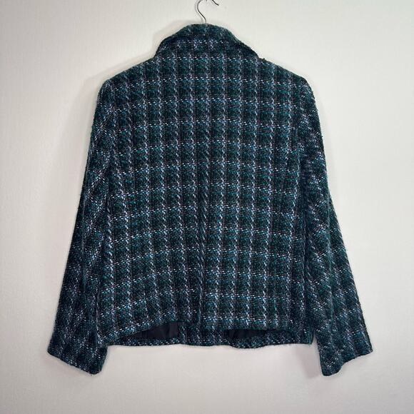 Croft & Barrow Blue & Black Plaid Tweed Button Up Blazer - Picture 2 of 13